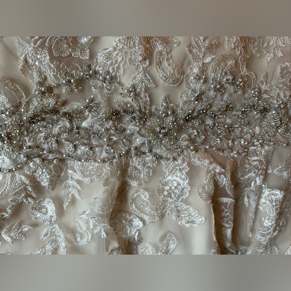 Mermaid Sweetheart Champagne Lace Wedding Dress - Picture 9 of 15